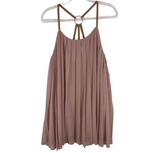 Anthro Suede Pleated Chiffon Knit Layered Swing Babydoll Mini Dress